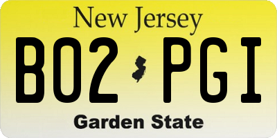 NJ license plate B02PGI