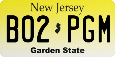 NJ license plate B02PGM