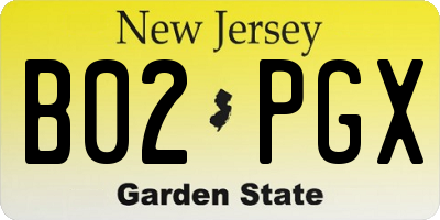 NJ license plate B02PGX