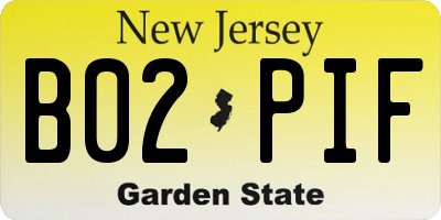 NJ license plate B02PIF