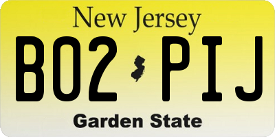 NJ license plate B02PIJ