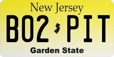 NJ license plate B02PIT