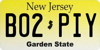 NJ license plate B02PIY