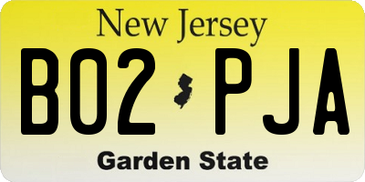 NJ license plate B02PJA