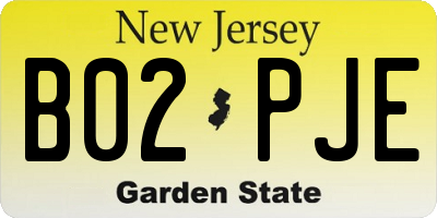 NJ license plate B02PJE