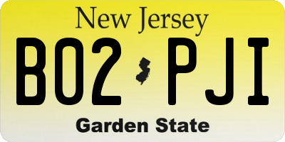 NJ license plate B02PJI