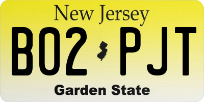NJ license plate B02PJT