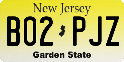 NJ license plate B02PJZ