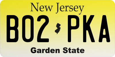 NJ license plate B02PKA
