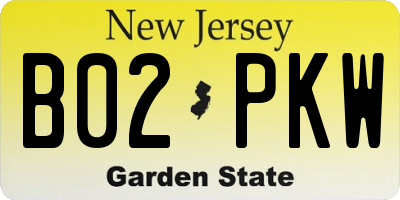 NJ license plate B02PKW