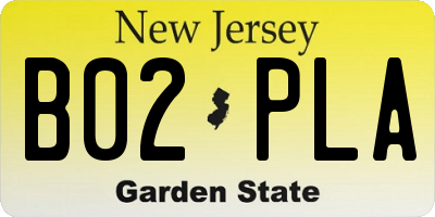 NJ license plate B02PLA