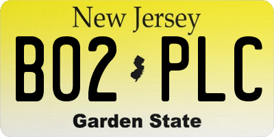 NJ license plate B02PLC