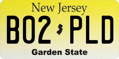 NJ license plate B02PLD