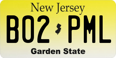 NJ license plate B02PML