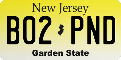 NJ license plate B02PND