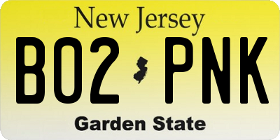 NJ license plate B02PNK