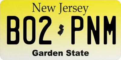 NJ license plate B02PNM