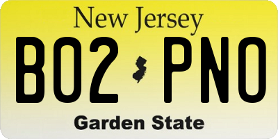 NJ license plate B02PNO