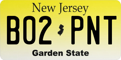 NJ license plate B02PNT
