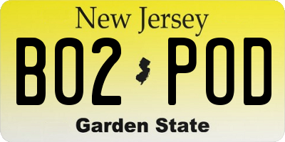 NJ license plate B02POD
