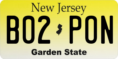 NJ license plate B02PON