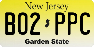 NJ license plate B02PPC