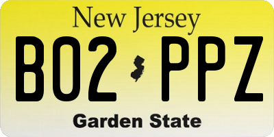 NJ license plate B02PPZ