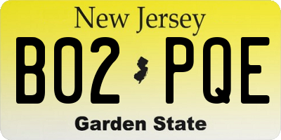 NJ license plate B02PQE