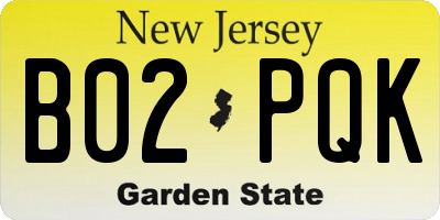 NJ license plate B02PQK