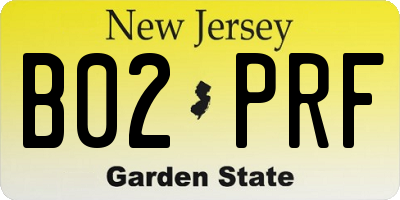 NJ license plate B02PRF