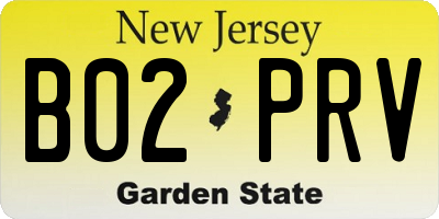 NJ license plate B02PRV