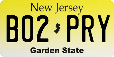 NJ license plate B02PRY
