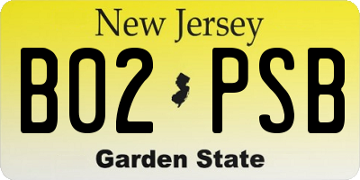 NJ license plate B02PSB