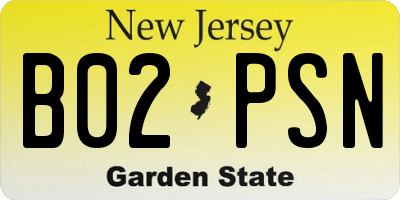 NJ license plate B02PSN