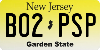 NJ license plate B02PSP