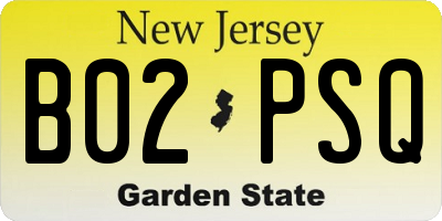 NJ license plate B02PSQ