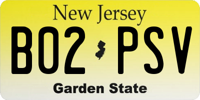 NJ license plate B02PSV