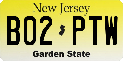 NJ license plate B02PTW