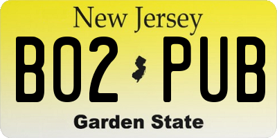 NJ license plate B02PUB