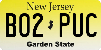 NJ license plate B02PUC