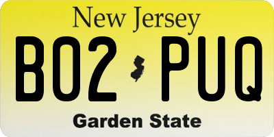 NJ license plate B02PUQ