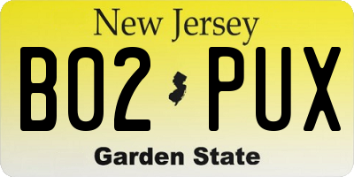 NJ license plate B02PUX