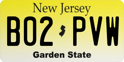 NJ license plate B02PVW