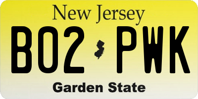 NJ license plate B02PWK