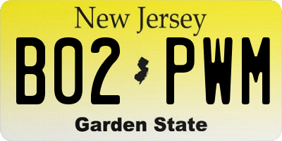 NJ license plate B02PWM