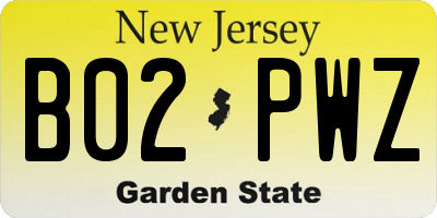 NJ license plate B02PWZ