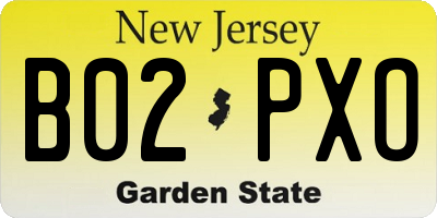 NJ license plate B02PXO