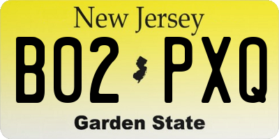 NJ license plate B02PXQ