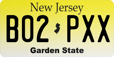 NJ license plate B02PXX
