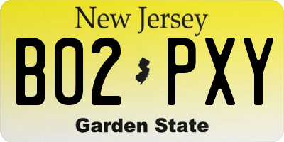 NJ license plate B02PXY
